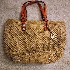 Michael Kors woven straw beach bag